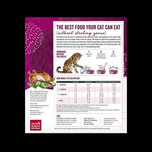 Honest Kitchen Grain Free Chicken Whitefish Dehydrated Cat Food 4lb - Poudre Pet and Feed Supply